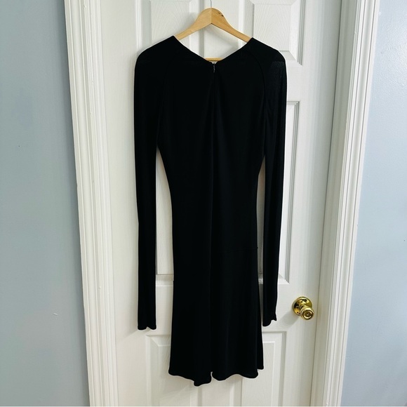 Vintage Dress Formal Knee Length Black Long Sleeve Cocktail A-line Medium - Picture 4 of 8
